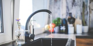 Water is flowing at the best kitchen faucet